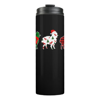Funny Sheep Xmas Tree Lights | Red Plaid Gift Thermal Tumbler