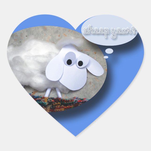 Funny Sheep Year Chinese Zodiac Heart Sticker (Front)