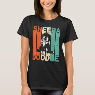 Funny Sheepadoodle Black Poodle Retro Doodle T-Shirt