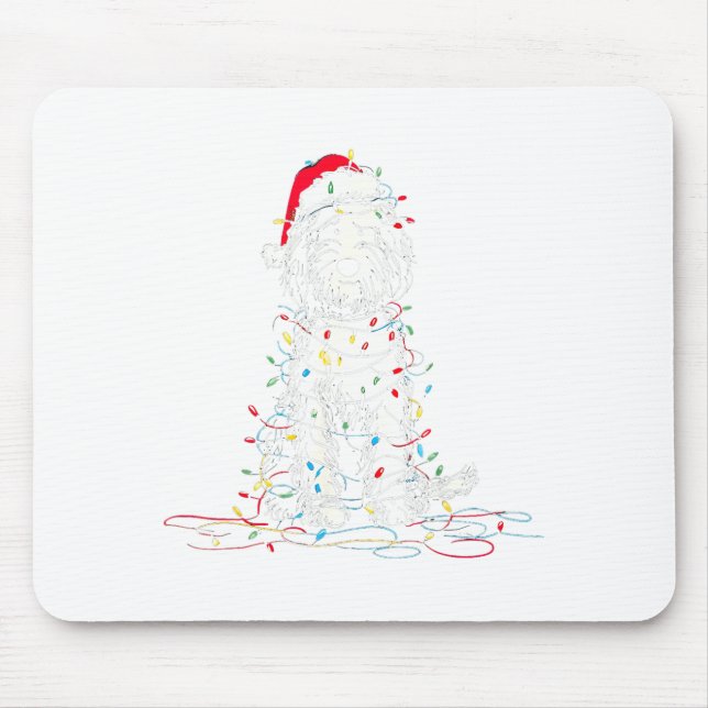 Funny Sheepadoodle Christmas Graphics Dog Lights L Mouse Mat (Front)