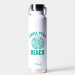Funny Shell Yeah Beach Pun Cute Teal Personalised Water Bottle<br><div class="desc">Shell Yeah Beach. Funny beachgoer humour summer vacation gift with a cute teal seashell design. I love pretty puns and fun turquoise text. A cool custom water bottle.</div>