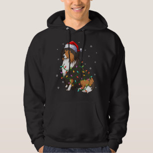 Funny Sheltie Dog Xmas Lighting Santa Hat Sheltie Hoodie