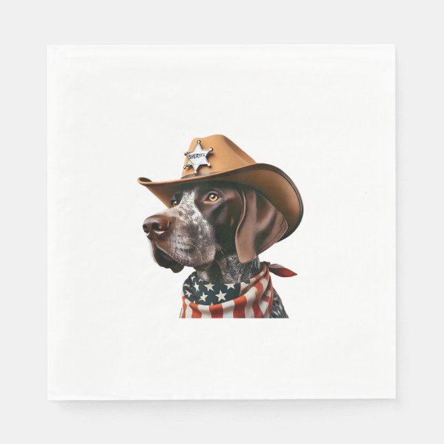 Funny Sheriff Dog Shirt German Pointer Dog Mum Wil Napkin (Front)