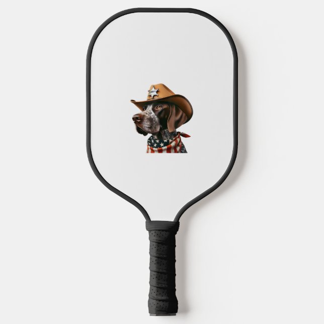 Funny Sheriff Dog Shirt German Pointer Dog Mum Wil Pickleball Paddle (Front)