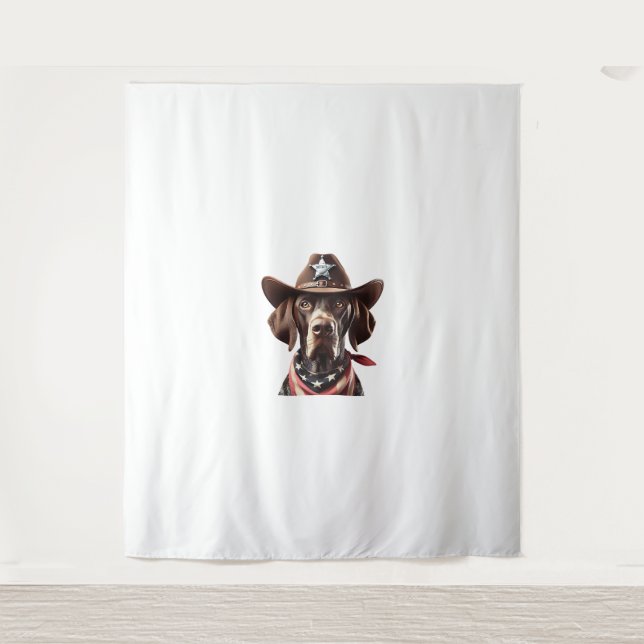 Funny Sheriff Dog Shirt German Pointer Dog Mum Wil Tapestry (Front)