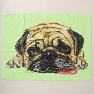 Funny Sherpa Blanket with Pug Dog - Your Colour
