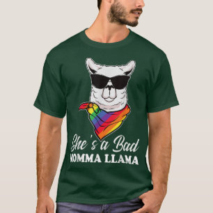 Funny She's a Bad Momma Llama Alpaca Pride Month L T-Shirt