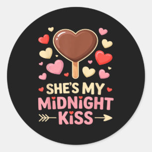 Funny Shes My Midnight Kiss Valentine Matching Cou Classic Round Sticker