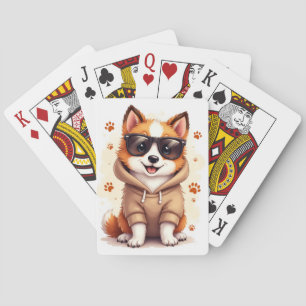 Funny Shetland Sheepdog Kawaii Dog Playing Cards