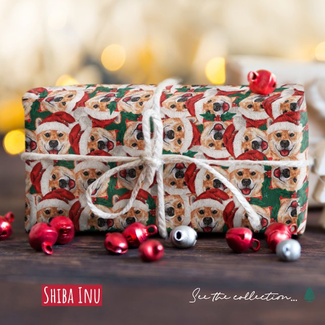 Funny Shiba Inu Christmas Pattern Wrapping Paper (Creator Uploaded)