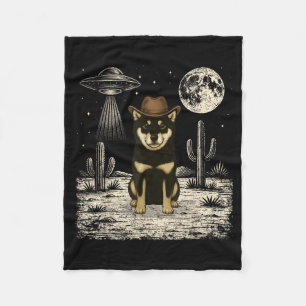 Funny Shiba Inu Cowboy Western Dog Ufo Fleece Blanket