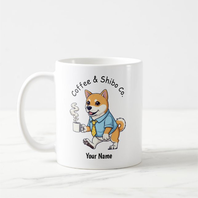 Funny  Shiba Inu Dog Business Suit Coffee  Mug (Left)