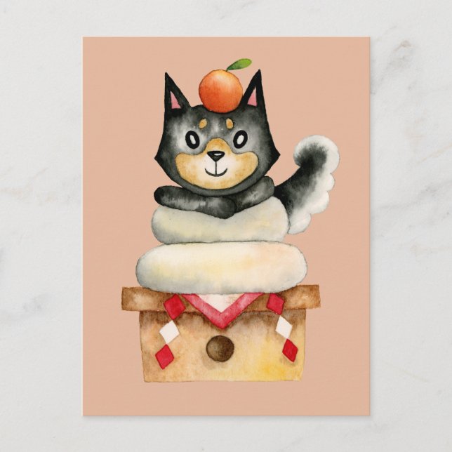 Funny Shiba Inu Dog Japanese New Years Postcard (Front)