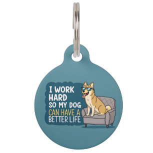 Funny Shiba Inu Dog Quote Couch Illustration Pet Tag