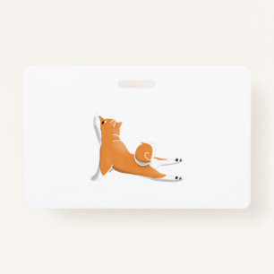 funny shiba inu dog yoga pose birthday gift ID badge