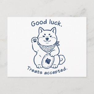 Funny Shiba Inu Lucky Cat Good Luck Postcard