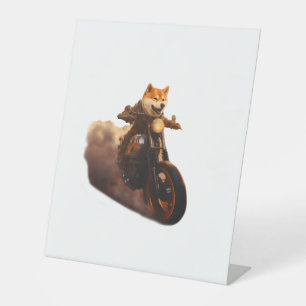 Funny , Shiba Inu, Motorcycle, Dog, Puppet, Men's, Pedestal Sign
