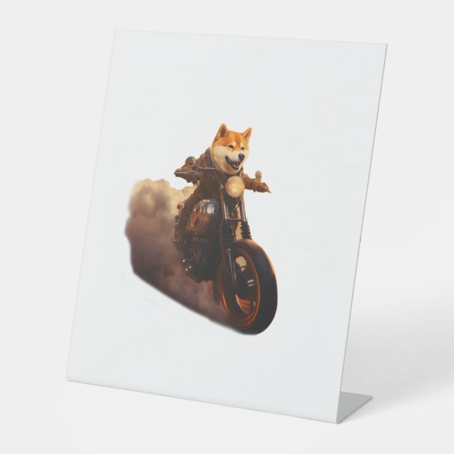 Funny , Shiba Inu, Motorcycle, Dog, Puppet, Men's, Pedestal Sign (Front)