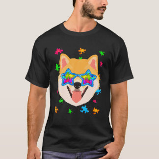 Funny Shiba Inu Puzzle Autism Awareness Dog Lover T-Shirt