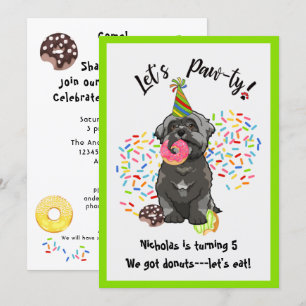 Funny Shih Tsu Dog Doughnuts Birthday Party Invitation