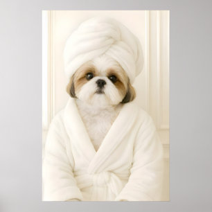 Funny Shih Tzu Bathroom Print, Shih Tzu In Poster