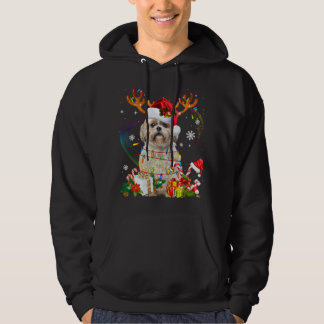 Funny Shih Tzu Christmas Reindeer Christmas Lights Hoodie