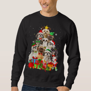 Funny Shih Tzu Christmas Tree Lights Puppy Dog Lov Sweatshirt