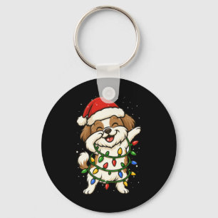 Funny Shih Tzu Dabbing Christmas Lights Xmas Mom D Key Ring