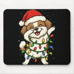 Funny Shih Tzu Dabbing Christmas Lights Xmas Mom D Mouse Mat