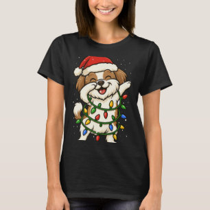 Funny Shih Tzu Dabbing Christmas Lights Xmas Mom D T-Shirt