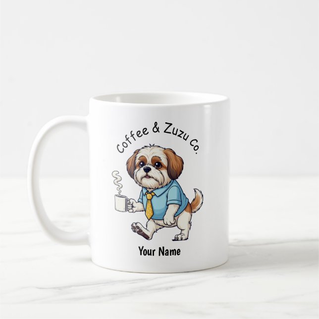 Funny Shih Tzu Dog Business Suit Coffee  Mug (Left)