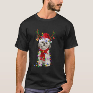Funny Shih Tzu Dog Tree Christmas Lights Xmas Paja T-Shirt