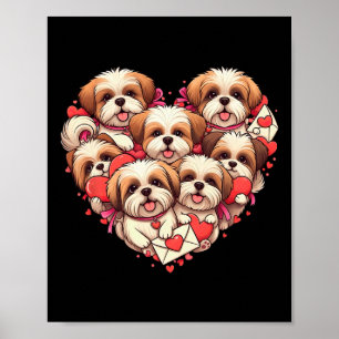 Funny Shih Tzu Heart Valentine Shih Tzu Womens Men Poster