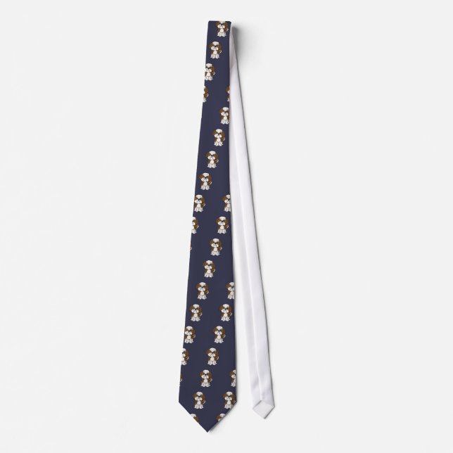 Funny Shih Tzu Puppy Dog Cartoon Tie (Front)