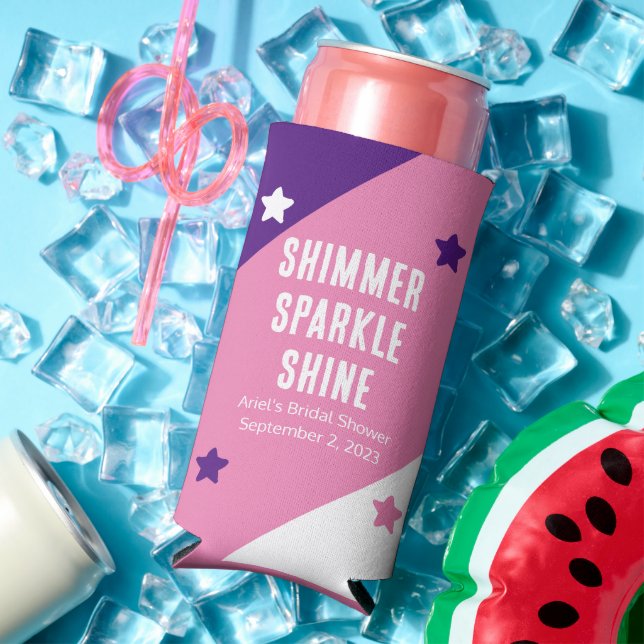 Funny "Shimmer Sparkle Shine" Wedding Favours Seltzer Can Cooler (In Situ Summer)