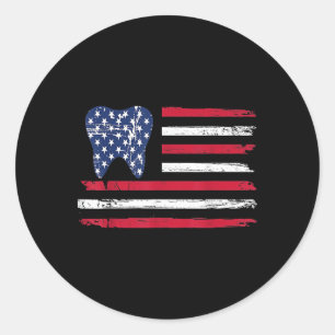 Funny Shirt 4th Of July Dental Dentist Tooth Docto Classic Round Sticker