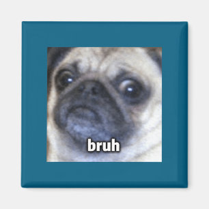 Funny Shirt Bruh Pug Dog Face Blurry Magnet