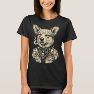 Funny Shirt Dog Smoking Cigarette Vintage Corgi