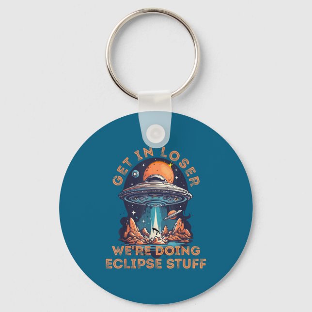 Funny Shirt Get Loser Alien Abduction Solar Key Ring (Front)