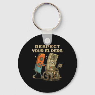 Funny Shirt Respect Elders Retro Gaming Gamer Key Ring