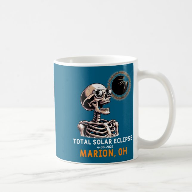 Funny Shirt Skeleton Solar Eclipse Marion Ohio Coffee Mug (Right)