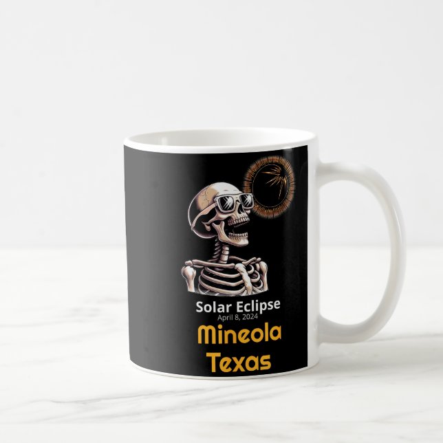 Funny Shirt Skeleton Solar Eclipse Mineola Texas Coffee Mug (Right)