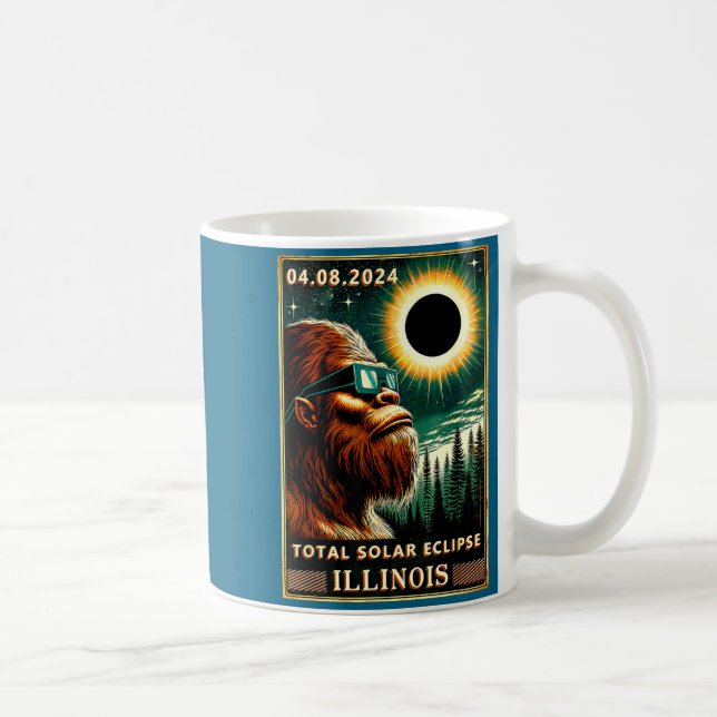 Funny Shirt Total Solar Eclipse Illinois Bigfoot Coffee Mug (Right)
