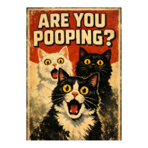 Funny Shocked Cats Poster | Bathroom Humour