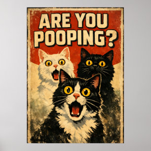Funny Shocked Cats Poster Bathroom Humour