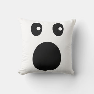 Funny Shocked Face Emoji Minimal Cartoon Cushion