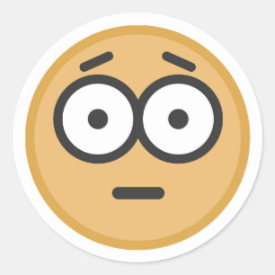 Funny Shocked Worried Emoji Face Classic Round Sticker