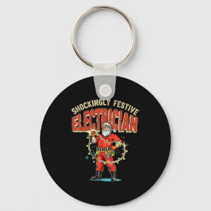 Funny Shockingly Festive Electrician Vintage Chris Key Ring