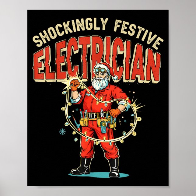 Funny Shockingly Festive Electrician Vintage Chris Poster (Front)