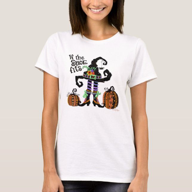Funny Shoe Witch Hat Pumpkins Halloween  T-Shirt (Front)